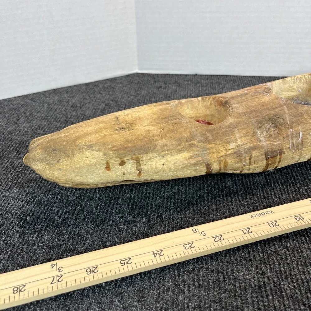 Driftwood Candle Holder Carved Art Primitive Decor Rustic Beach 28